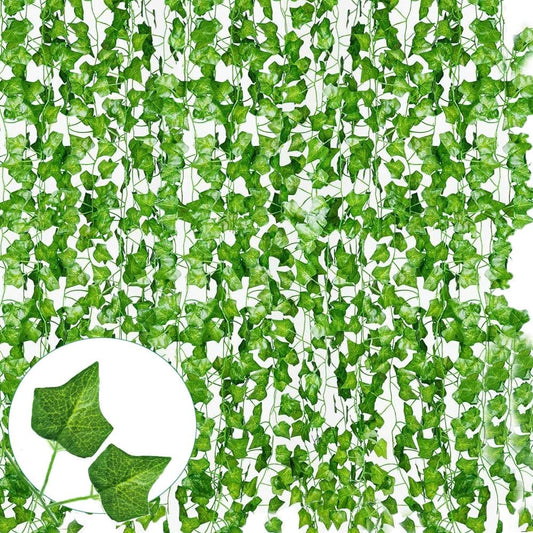 12 Pack 86Ft Artificial Ivy Garland Fake Plants, Fake Ivy Leaves Greenery Garlands Hanging Plant Vine for Aesthetic Bedroom Garden Party Wedding Wall Room Christmas Décor