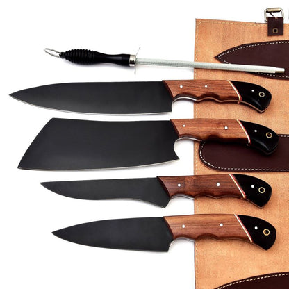 "Full Tang Carbon Steel Kitchen Knives set-Functional and Stylish Cooking Tools"