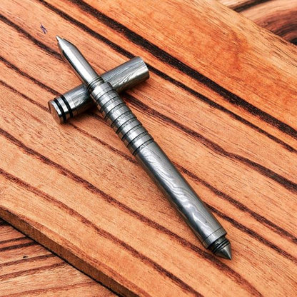 Handcrafted Damascus Ballpoint Pen - Elevate Your Style with Sharp Edge's Sophisticated Design.