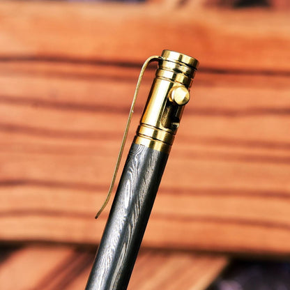 Engage in Brilliance - Damascus Steel and Brass Fusion with Bolt Action Design.