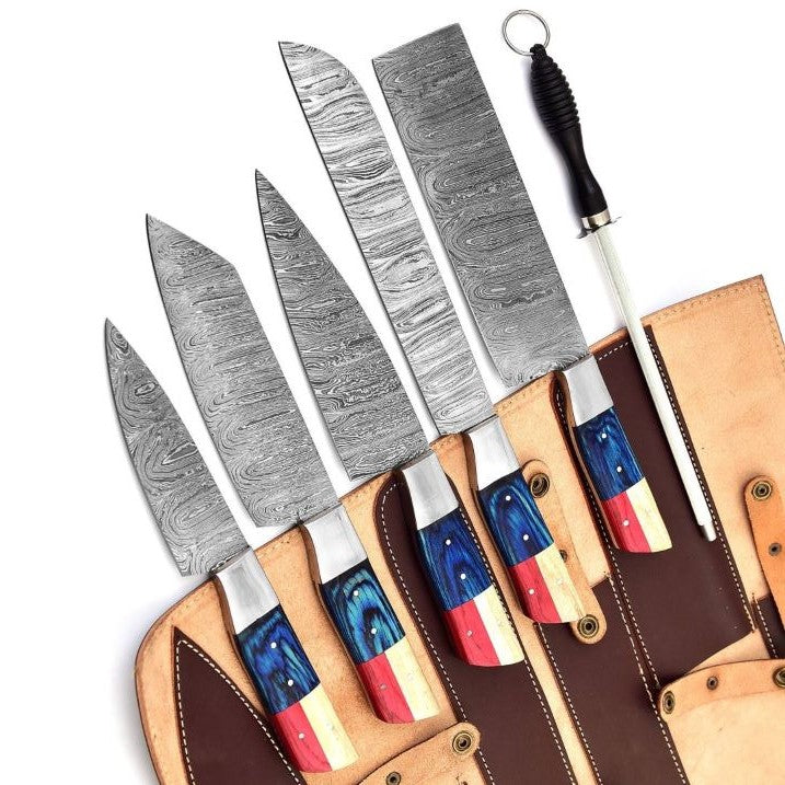 "Handmade Damascus Steel Chef Knife Set - Luxury Culinary Collection"